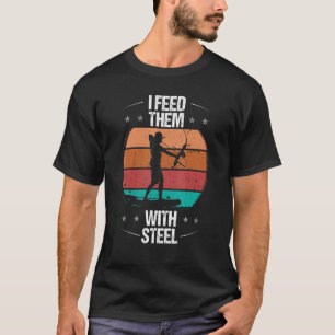 Camiseta Pescador de arco Eu os alimento com aço Barco de a