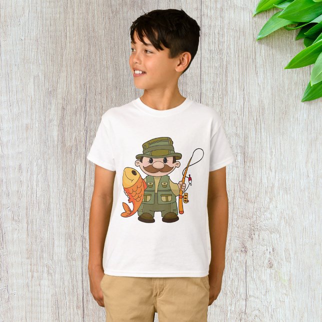 Camiseta Pescador de Cartoon com Pesca Engraçada (Criador carregado)