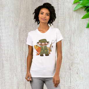 Camiseta Pescador de Cartoon com Pesca Engraçada