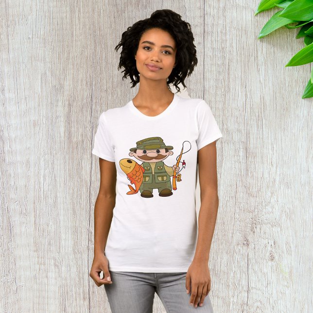Camiseta Pescador de Cartoon com Pesca Engraçada (Criador carregado)
