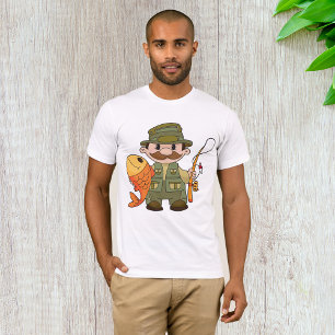 Camiseta Pescador de Cartoon com Pesca Engraçada
