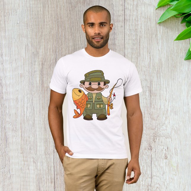 Camiseta Pescador de Cartoon com Pesca Engraçada (Criador carregado)