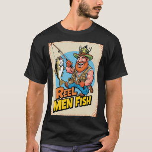 Camiseta Pescador de Desenho Animado Engraçado: Homens de C