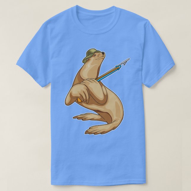 Camiseta Pescador de Foca Pescaria com Arpão (Frente do Design)
