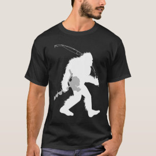 Camiseta Pescador de gelo Bigfoot Yeti com furadeira