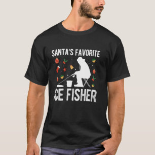 Camiseta Pescador de gelo favorito do Papai Noel Xmas Natal