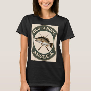 Camiseta Pescador de Mosca Rede de Pesca Xilogravura Retro