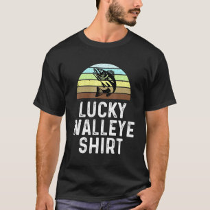 Camiseta Pescador de Olho-de-Pavão Sortudo Pescando no Lago
