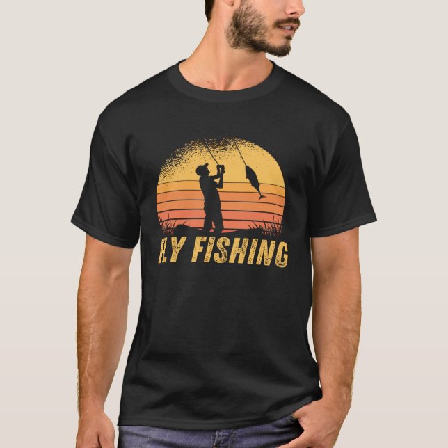 Camiseta Pescador de pesca com mosca vintage (Frente)