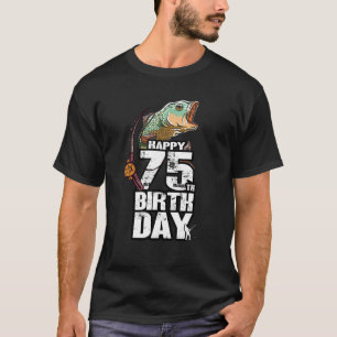Camiseta Pescador de pesca de 75 anos Angler 75.o Nasciment