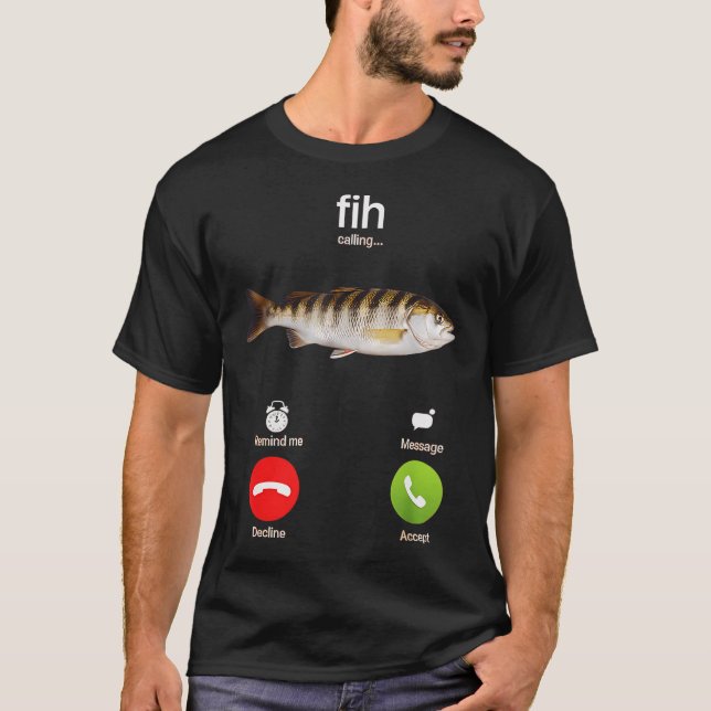 Camiseta Pescador Engraçado Chamando Peixe (Frente)
