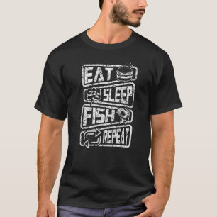 Camiseta Pescador Engraçado Pesca Comer Dormir Peixe Repita