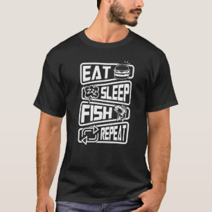 Camiseta Pescador Engraçado Pescar Comer Dormir Peixe Repet