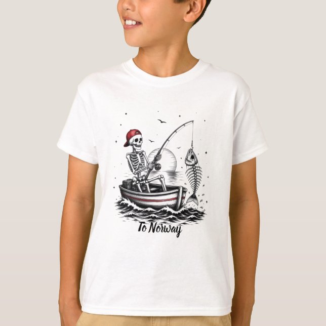 Camiseta Pescador Esqueleto com Esqueleto de Peixe (Frente)