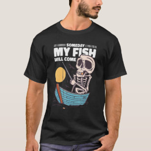 Camiseta Pescador Esqueleto Engraçado Pescando