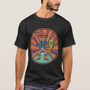 Camiseta Pescador Esqueleto Funny Halloween Assustador Pesc