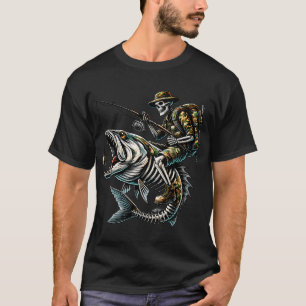 Camiseta Pescador Esqueleto Montando Peixe Gigante – Hardco