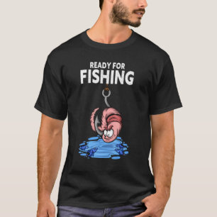 Camiseta Pescador Fisher Minhoca de Pesca Pronto Para Pesca