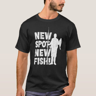 Camiseta Pescador Novo Local Novo Peixe Pescaria Fãs do Pe