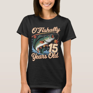 Camiseta Pescador Oficialmente 15 Anos Pescador Aniversário