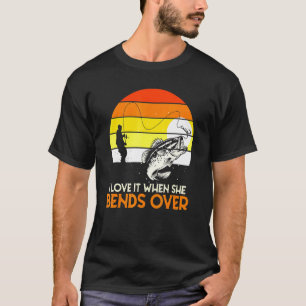 Camiseta Pescador Retro Eu Amo Quando Ela Se Curva De Peixe