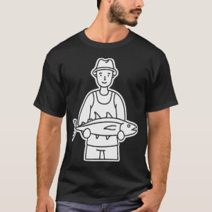 Camiseta Pescador segurando atum fresco