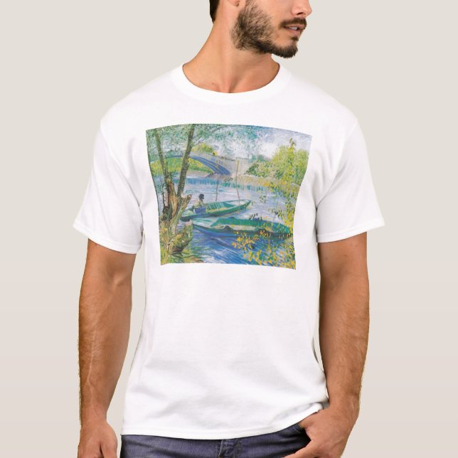 Camiseta Pescadores e barcos de Van Gogh no Pont de Clichy (Frente)