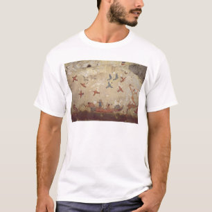 Camiseta Pescadores em um voo do barco e dos pássaros