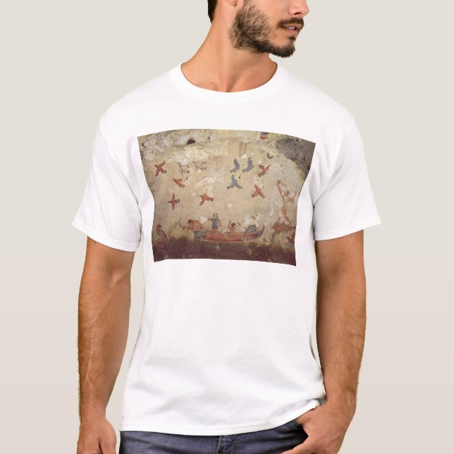Camiseta Pescadores em um voo do barco e dos pássaros (Frente)