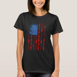 Camiseta Pescadores Patrióticos Engraçados Bandeira America