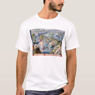 Camiseta Pescando em águas rasas usando redes, chapeie 96