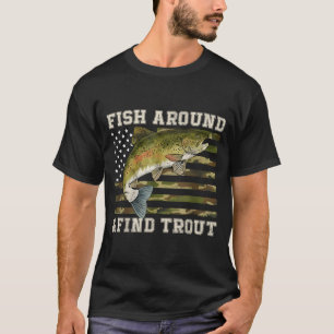 Camiseta Pescando Em Volta E Encontrar Truta Bandeira Ameri