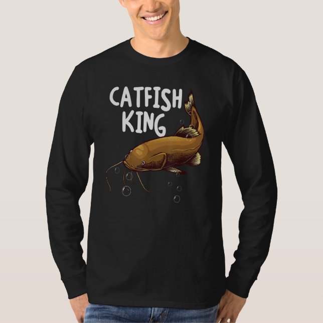 Camiseta Pescando Homens Pai Bagre Rei Pescaria Caçadores (Frente)