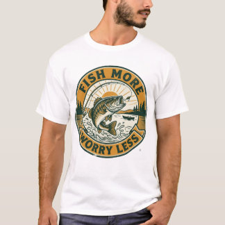 Camiseta Pescando Mais, Preocupando Menos, Pesca Vintage