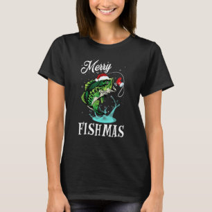 Camiseta Pescando Natal Para Luzes de Árvore de Fisher Aleg