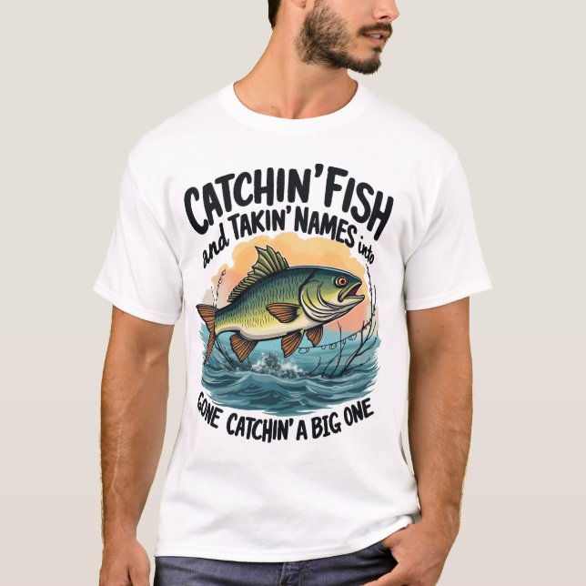 Camiseta 'Pescando Peixes, Tomando Nomes' (Frente)