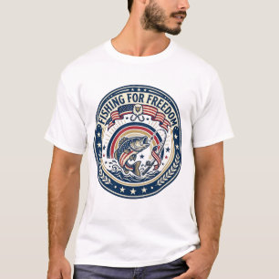 Camiseta Pescando pela Liberdade Patriótico Hobby Vint
