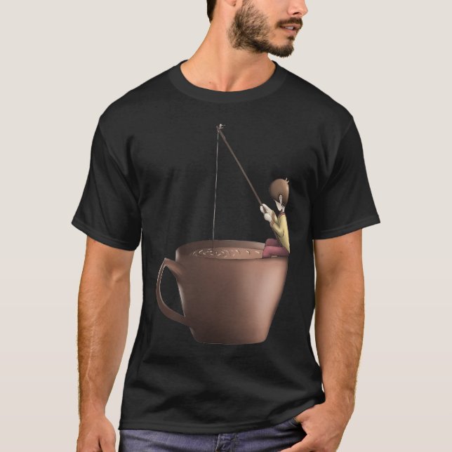 Camiseta Pescando Pensamentos em um Mar de Café (Frente)
