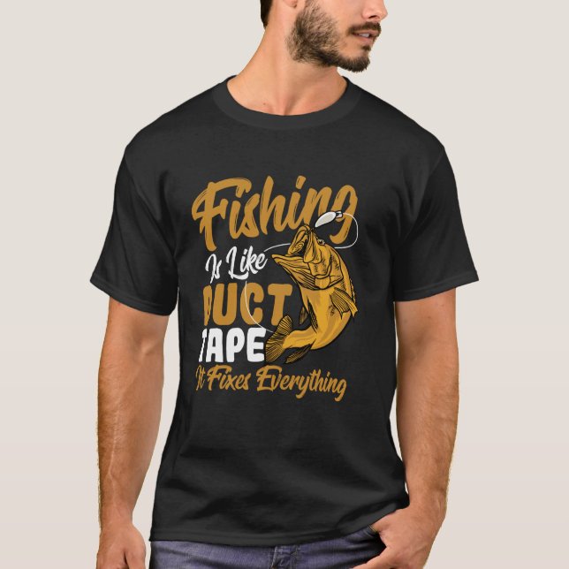 Camiseta Pescar Como Fita De Duto Corrige Tudo (Frente)