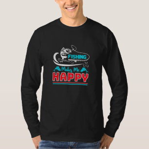 Camiseta Pescar Me Torna Um Texto Colorido Feliz Com Imagem