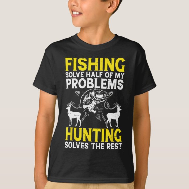 Camiseta Pescar Resolve Metade Dos Meus Problemas Caçando R (Frente)