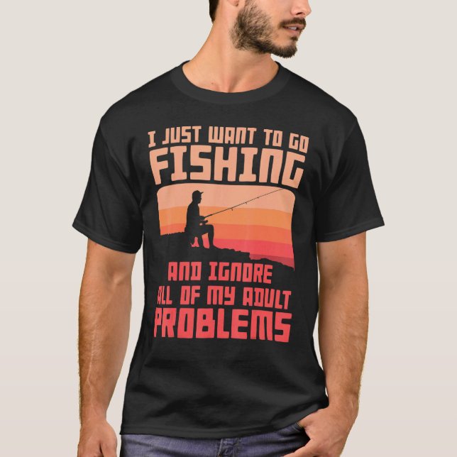 Camiseta Pescar Roupa para homens pescando resolve meus pro (Frente)