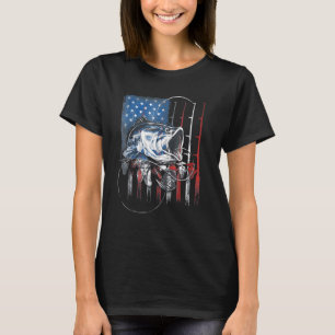 Camiseta Pescaria Bandeira Americana Pescador de Robalo Dia