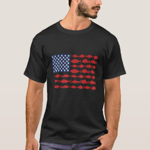 Camiseta Pescaria Bandeira Americana Pescador Patriótico Di