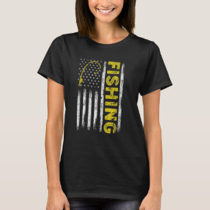 Camiseta Pescaria Bandeira Americana Vintage EUA Pescador