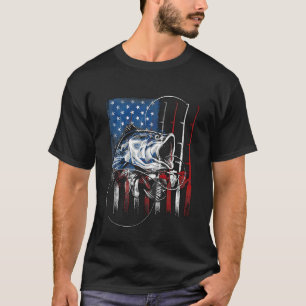 Camiseta Pescaria Bandeira EUA Amor Americano de Pesca Patr