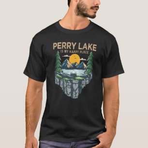 Camiseta Pescaria Barco Acampamento Meu Lugar Feliz Perry L