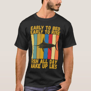 Camiseta Pescaria de água salgada vintage cama cedo cedo le