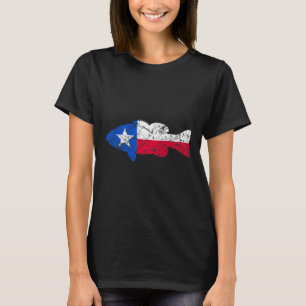 Camiseta Pescaria de Boca Pequena da Bandeira do Texas