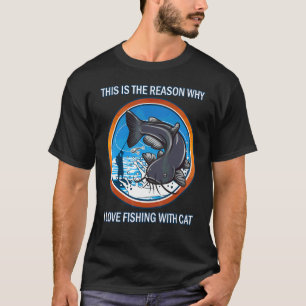 Camiseta Pescaria de Gato Eu Amo Pescar E Gatos Gatos
